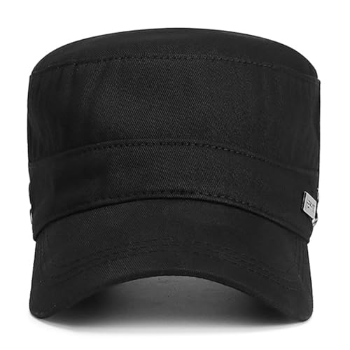 Men's Military Cadet Flat Top Newsboy Cap One Size Black