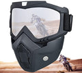 Silver Motorcycle Helmet Goggles with Removable Face Mask - Anti Fog Riding Eyewear