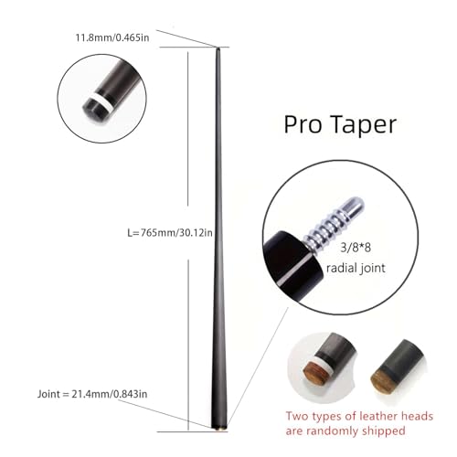 Uniloc 11.8-21.4-765 Carbon Fiber Billiard Cue Shaft Black Tech Performance