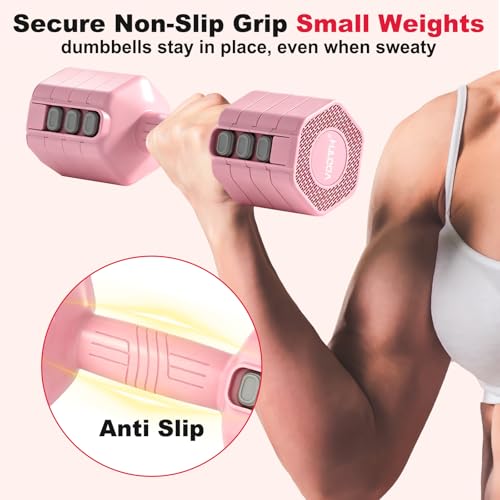 Pink Adjustable Dumbbell Set 10LB Pair for Women's Home Workouts