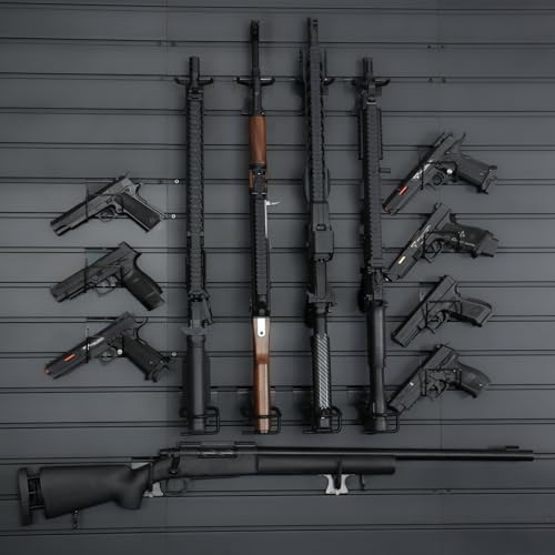 Black Wall-Mounted Gun Rack for Rifles & Pistols - Modular Firearms Organizer