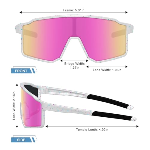 Kids Polarized Sunglasses UV400 Protection Baseball Sports Glasses White Pink Lens