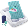 Hiccapop Inflatable Toddler Travel Bed with Safety Bumpers - Misty Blue, Portable & Puncture-Resistant
