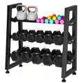 Adjustable 3-Tier Dumbbell Rack for Home Gym Storage - Heavy Duty Steel