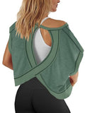 Women’s Open Back Workout Tops Oversized T-Shirts - Activewear