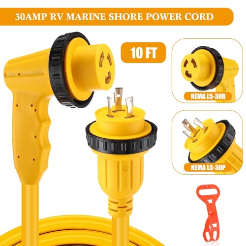 30Amp Shore Power Cord 10ft Marine RV Extension Cable NEMA L5-30