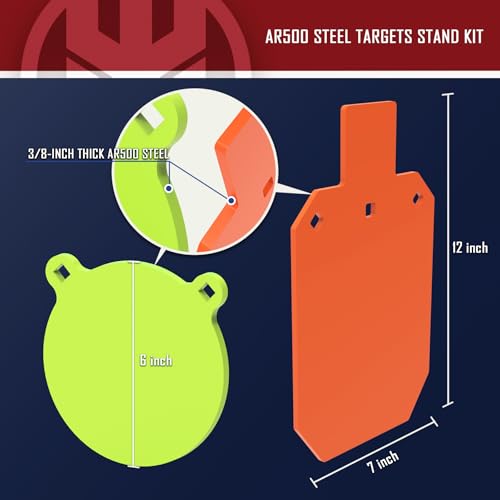 Height-Adjustable AR500 Steel Shooting Targets Set with Stand - Silhouette & Gong