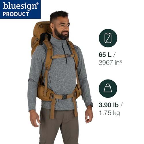 Osprey Rook 65L Hiking Backpack - Gray, Adjustable Fit & Raincover - Variation of 65L / Dark Charcoal/Silver Lining