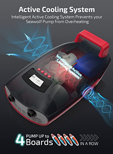 Swonder Seawolf Electric SUP Pump - Black/Red, 30% Faster Inflator for Paddle Boards