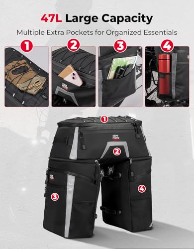 KEMIMOTO Bicycle Panniers Combo 4-in-1 with Cooler Bag Waterproof Rain Cover