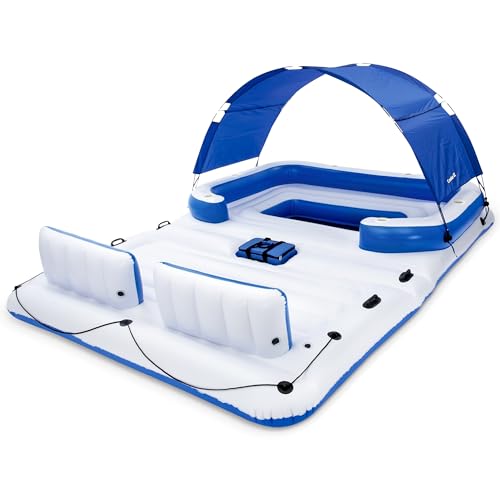 Bestway CoolerZ Tropical Breeze Large Inflatable Party Island with Sunshade & Cooler - White/Blue