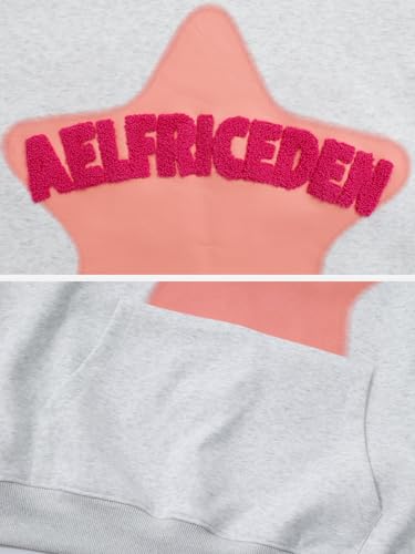 Aelfric Eden Men's Light Grey Oversized Y2K Graphic Hoodie Small