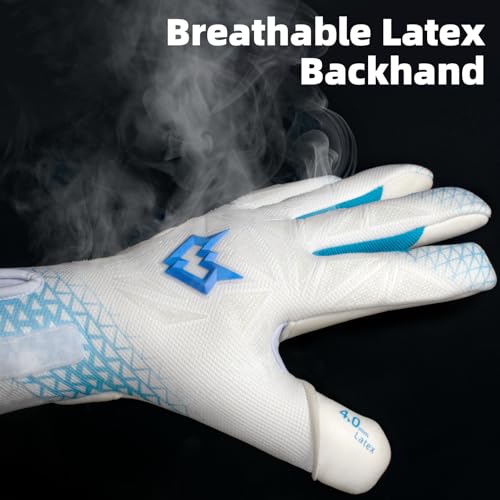 White Goalkeeper Gloves for Adults & Youth Soccer - High Grip Latex, Breathable, 8