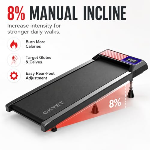 Gkyet AF Red Walking Treadmill Pad with 8% Incline for Home Office - Quiet, Adjustable Speed