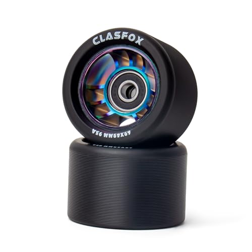 CLAS FOX Black PU Rainbow Core 95A Roller Skate Wheels Set of 8 for Indoor & Trail Use