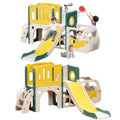 MOCUTEEN Classic Bus Toddler Slide Playset with Climber & Basketball Hoop - Indoor & Outdoor Kids Playground