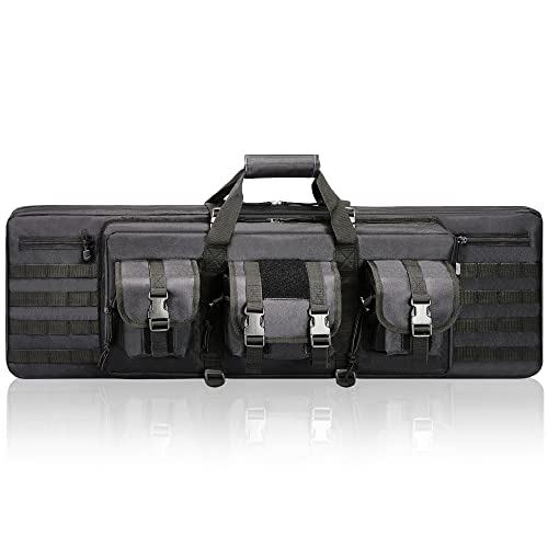 Black 48-Inch Tactical Double Rifle Case with Tuck-Away Backpack Straps