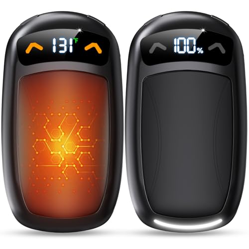 KYEKIO Black Rechargeable Hand Warmer 2Pack with LED Display, 3 Temp Portable Magnetic Electronic Hand Warmers