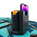 Black Paddle Board Cup Holder - No-Spill Elastic Drink & Phone Mount for SUP & Kayak