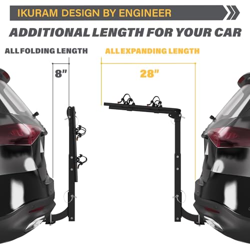 2 Bike Hitch Mount Carrier - Foldable Bicycle Rack for 2-inch Receiver - IKURAM R