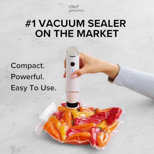 Chef Preserve Vacuum Sealer Bundle with 3 Glass Containers & 30 Reusable Bags