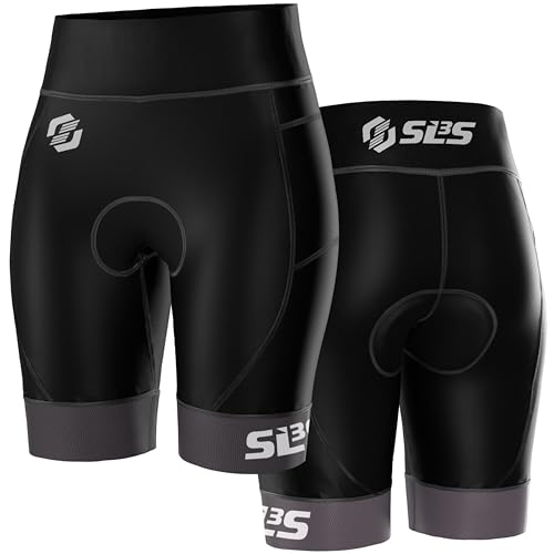 SLS3 Women's Tri Shorts - Elite Compressive Race Shorts, Large Raven Black