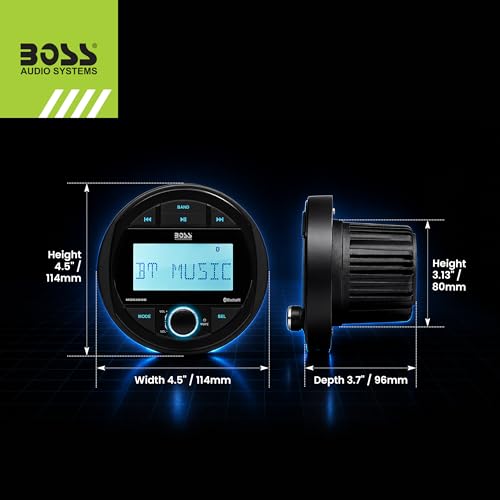 BOSS Audio Systems MGR300B Bluetooth Marine Gauge Receiver - No DVD, Waterproof