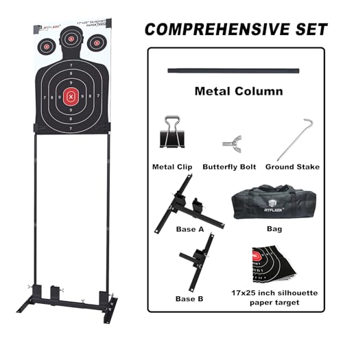 Atflbox 2-Pack Shooting Target Stand with 10 Paper Targets & Adjustable Base