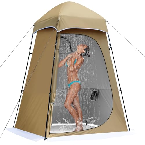 Castle Unicorn Khaki Camping Shower Tent 7.9 FT Extra Tall Privacy Shelter with Floor