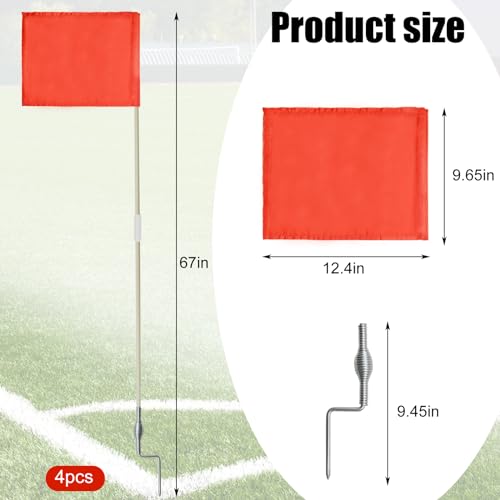 Soccer Corner Flags Set of 8 - 67-Inch Portable Field Markers for Football & Rugby