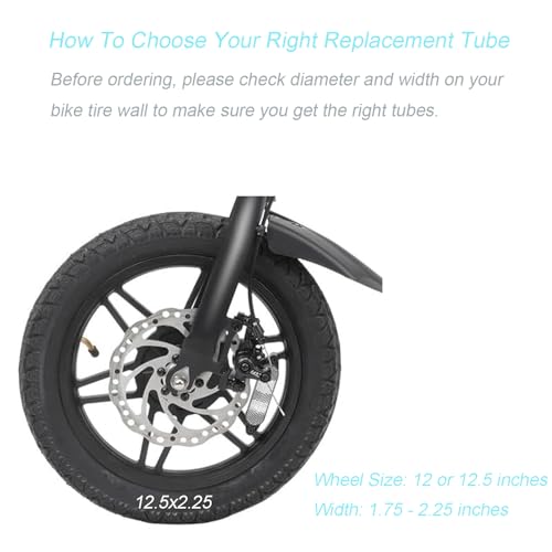 12.5x2.25 Bicycle Inner Tube for 12 and 12.5 Inch Electric Scooters - Angled Valve, 2 Pack