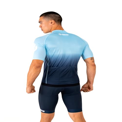 Men's Lightweight Cycling Jersey Short Sleeve - Elite Bike Shirt with Pockets & UV Protection - Ocean Deep XL