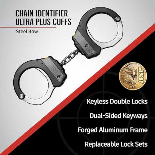 Grey ASP Identifier Keyless Double-Lock Handcuffs with Chain - Forged Aluminum Frame