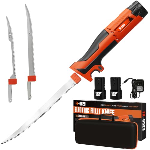 SHEMUST Orange 12V Cordless Electric Fillet Knife with Flexible & Rigid Blades
