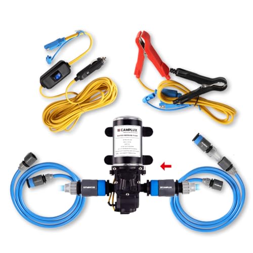 CAMPLUX 12V Water Pump Kit 1.6 GPM 65 PSI High Pressure Self-Priming RV Marine