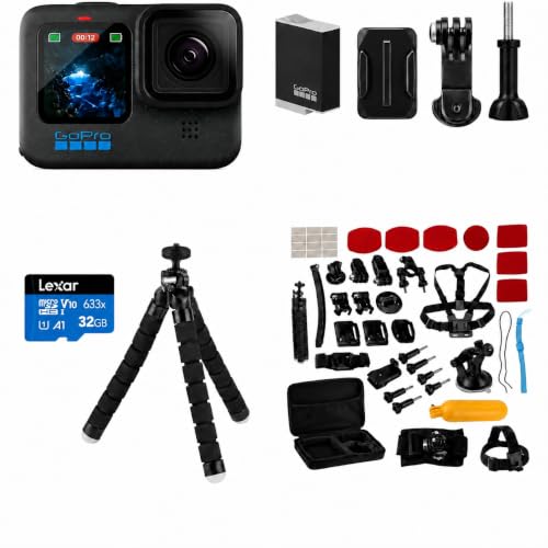 GoPro HERO12 Black Waterproof Action Camera 5.3K60 Ultra HD, 27MP Photos Bundle