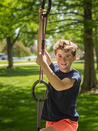 Slackers Deluxe Ninjaline Kit 56 ft with 9 Obstacles - Outdoor Ninja Warrior Equipment for Kids