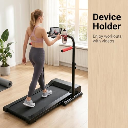 24.4 Inch Walking Pad Handle Bar Attachment with Phone & Cup Holder - Adjustable Safety Support