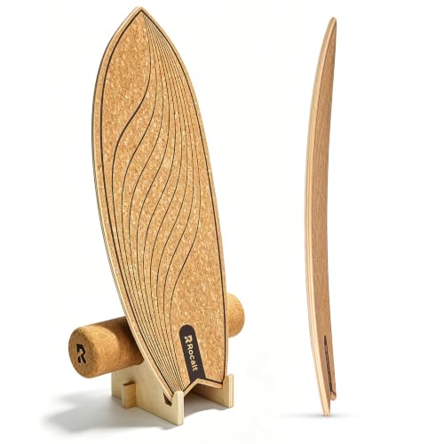 Balance Board with Roller & Stand - Indoor Surf Trainer for Home Workout
