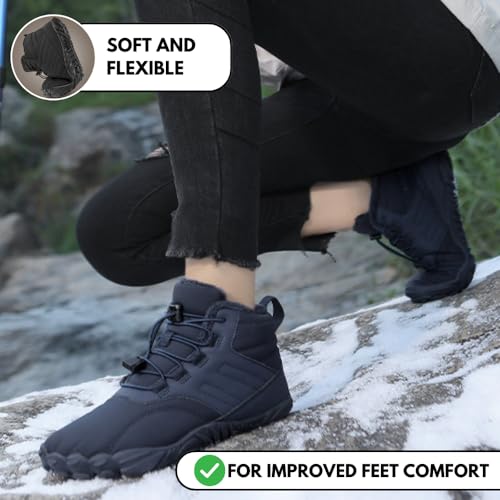 Hike Footwear Caspar Pro HF Non-Slip Winter Barefoot Shoes - Wide Women 9-9.5 / Men 7-7.5, Black
