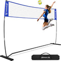 BAGAIL 12ft / 20ft Portable Volleyball Net with Adjustable Height - Blue, Heavy-Duty Frame & Carry Bag