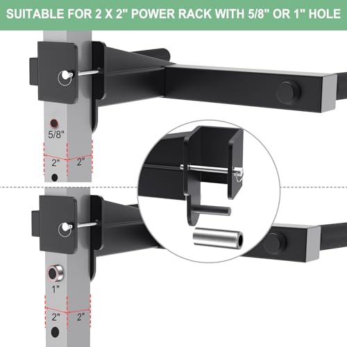 SELEWARE Dip Bar Attachment for Power Cage, 2x2 Inch, Fits 5/8" & 1" Holes — Heavy-Duty, Adjustable, Universal Compatibility