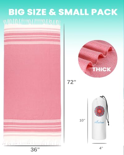 Antfuny Thick 6-Pack Turkish Beach Towels 72x36 Inch XL Sand-Free Quick Dry Multi-Use Set