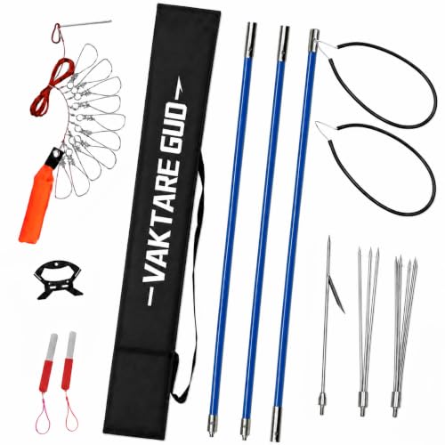 Hawaiian Sling Fishing Spear Set - Fiberglass Pole with 3 Tips, Fish Line Holder, Sharpening Files, Carry Bag – Variation SP-01
