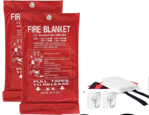 Leberna XXL Fire Blanket 79x79 Inches 2 Pack – Emergency Fire Safety & Suppression Blanket for Home & Kitchen