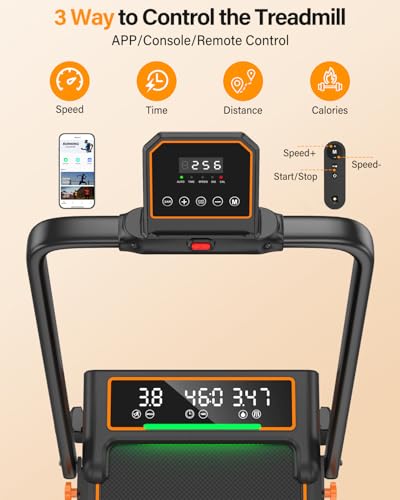 Black Rayspace Incline Treadmill with Handle Bar & LED Display - Foldable Home Fitness