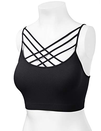 Large-X-Large Women Sports Bra Criss Cross Strappy Wirefree Crop Top