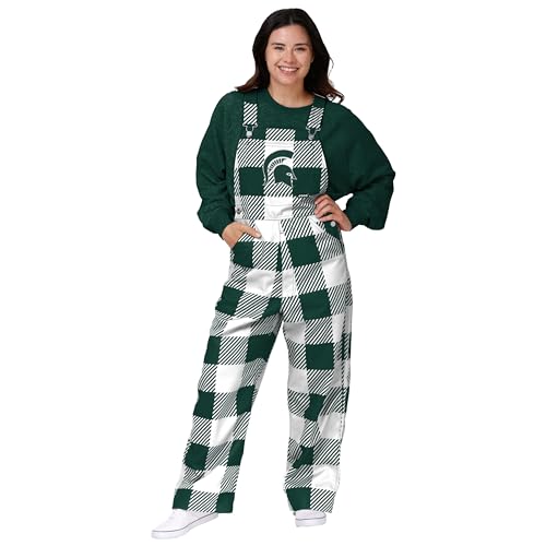 Michigan State Spartans NCAA Women's Logo Bib Overalls - Medium Plaid