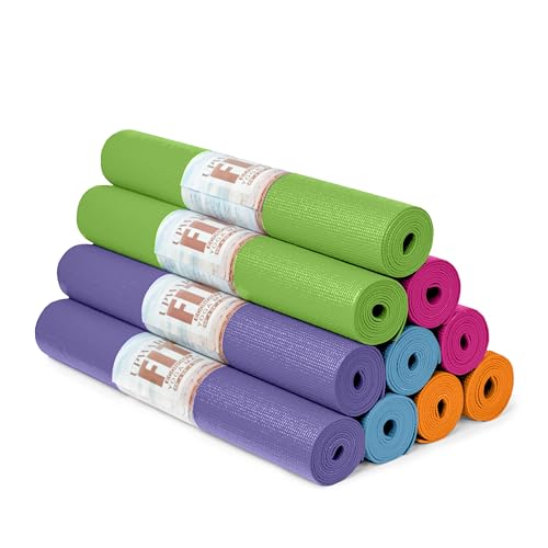 Assorted 10-Pack 3mm Bulk Yoga Mats - Non-Slip, Cushioned, Portable