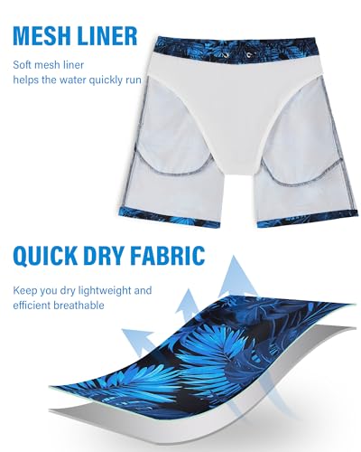 Men's 7 Inch Swim Trunks with Mesh & Compression Liner - Quick-Dry Water-Resistant Beach Shorts